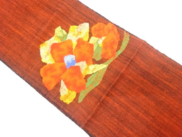 JAPANESE NAGOYA OBI / MAWATA TSUMUGI / WOVEN FLOWER
